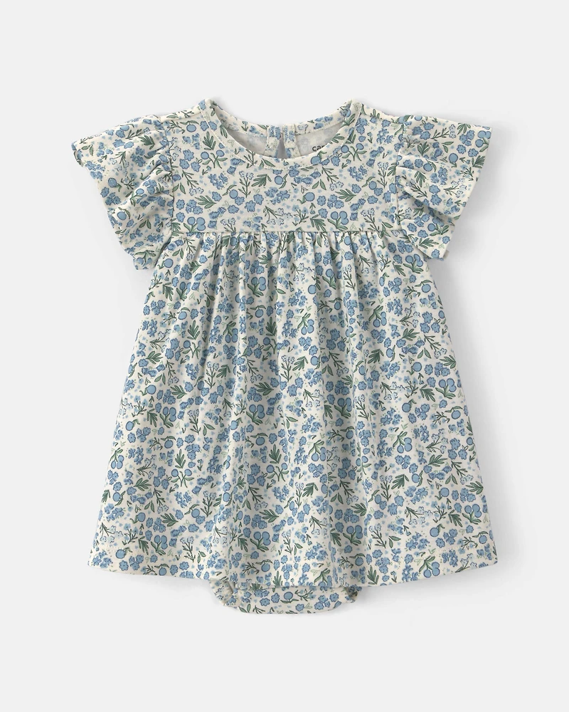 Baby Girl 2-Piece Floral Cardigan Dress Set - Blue