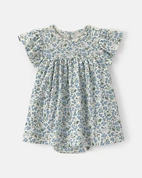 Baby Girl 2-Piece Floral Cardigan Dress Set - Blue