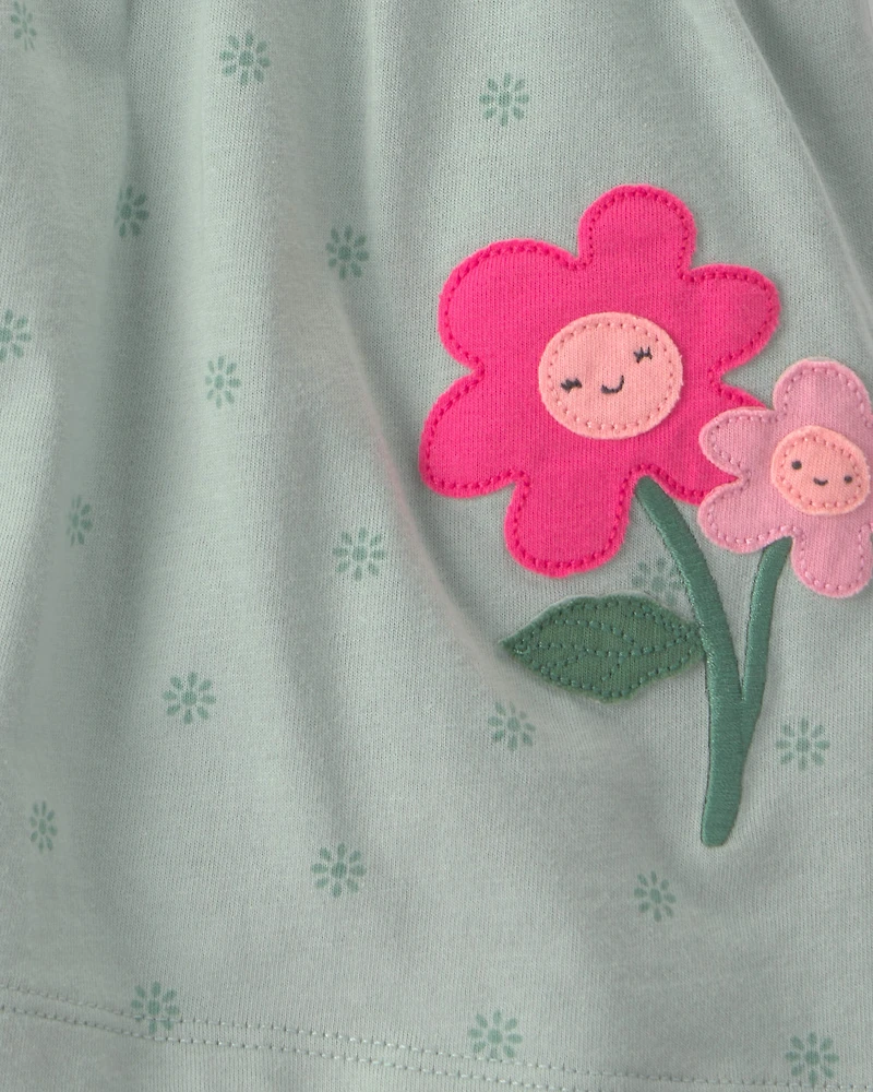 Baby Floral Bodysuit Dress - Green