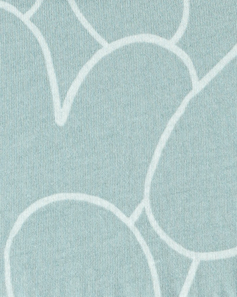 Baby Girl Heart Print Long Sleeve Cotton Dress - Green