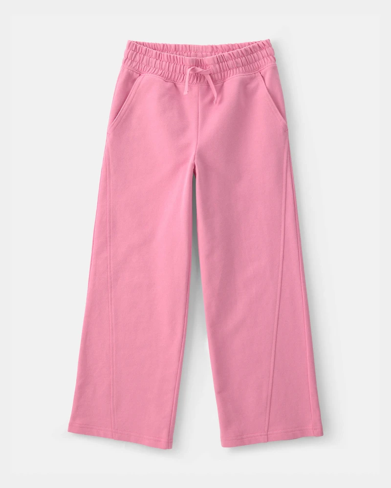 Girls French Terry Wide-Leg Pants - Pink