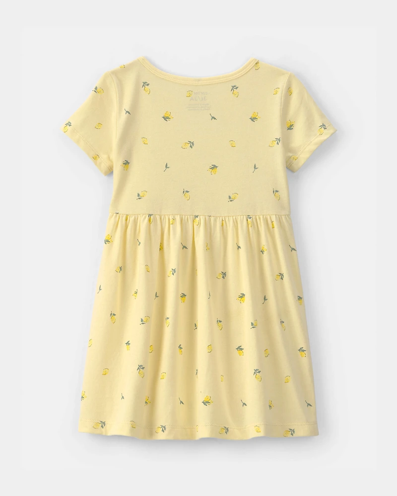 Toddler Girl Lemon Knit Dress - Yellow