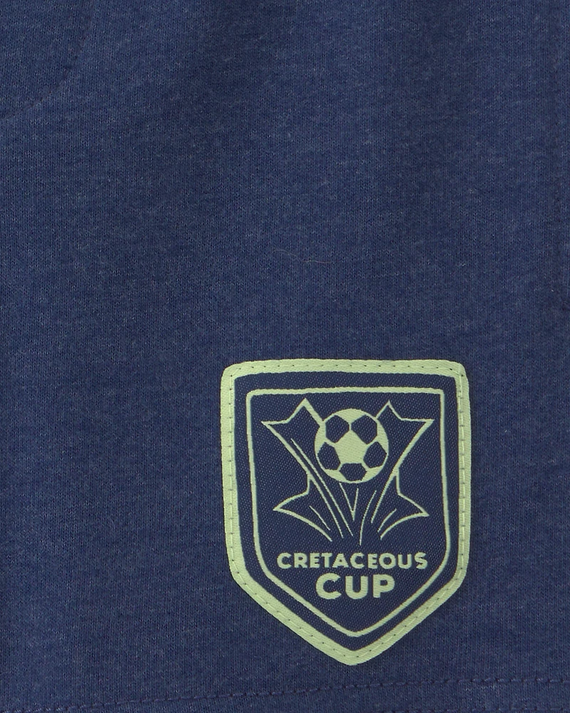 Toddler Boy Dinosaur Soccer French Terry Shorts - Navy Blue