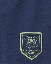 Toddler Boy Dinosaur Soccer French Terry Shorts - Navy Blue