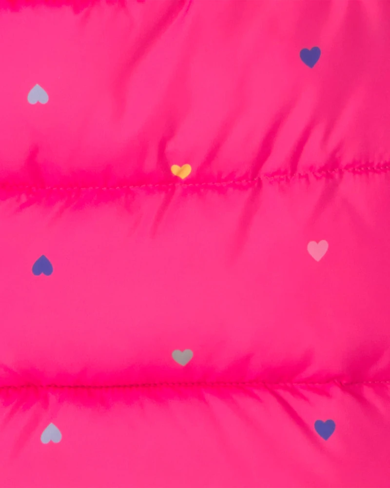 Girls Midweight Packable Puffer- Pink
