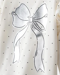 Toddler Girl DayDream Fleece Ruffle Sleeve Bow Top & Rib Pant Set