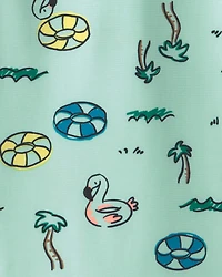 Baby Boy Vacation Long-Sleeve 1-Piece Rashguard Swimsuit - Green