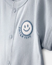 Baby Smile Club' Short-Sleeve Romper - Blue