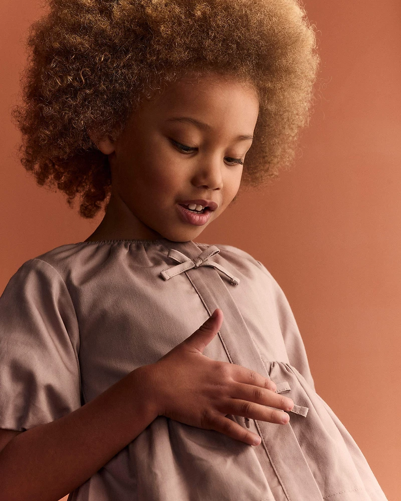 Toddler Girl Puff-Sleeve Peplum Top - Mauve