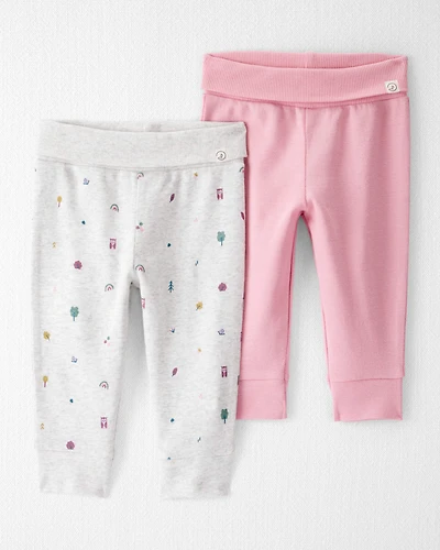 Baby Girl 2-Pack Organic Growth-With-Me Joggers