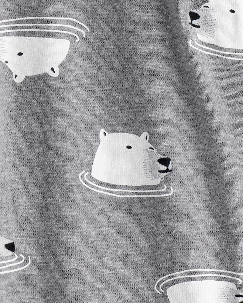 Baby Boy Polar Bear Cotton Snug Fit 2-Way Zip Footie 1-Piece Pyjamas - Grey