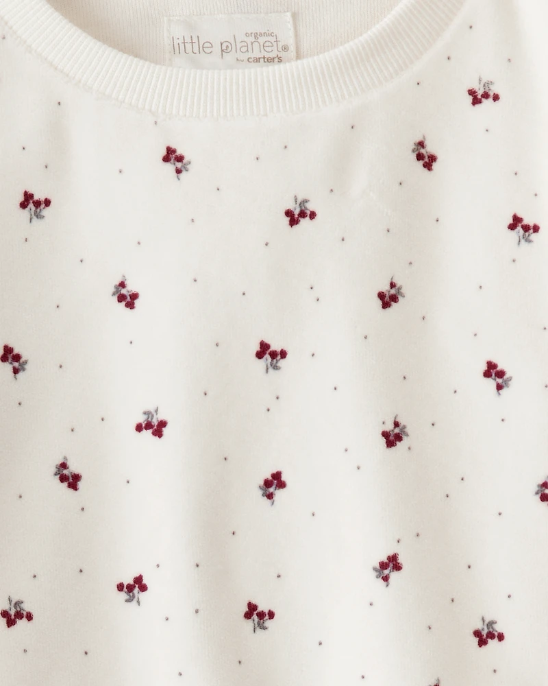 Toddler Girl 2-Piece Organic Cotton Velour Set Wild Rose Print