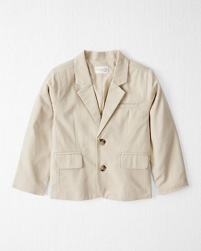 Toddler Linen Suit Jacket Made With Organic Cotton - Khaki