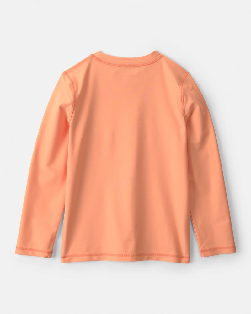 Boys 2-Piece Long-Sleeve Rashguard & Tropical Swim Trunks Set - Orange/Green