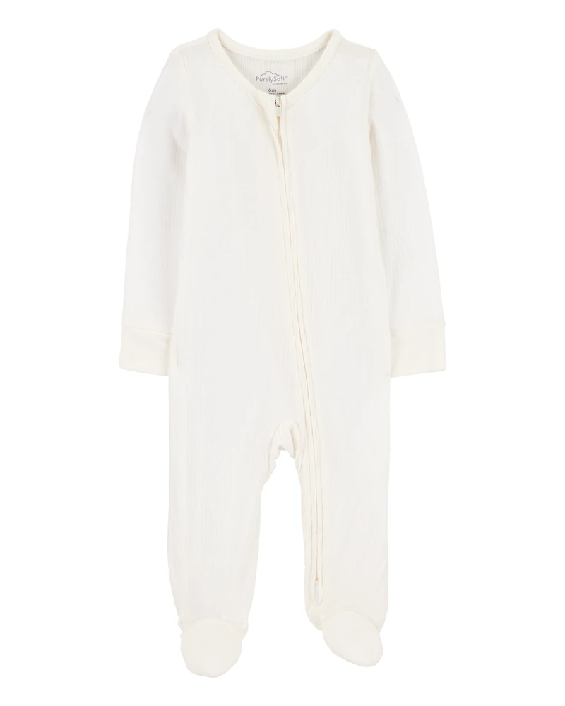 Baby Solid 2-Way Zip PurelySoft Sleeper Pyjamas - Grey
