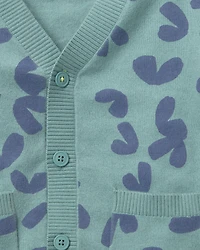 Toddler Cardigan with Avenue Pockets Abstract Print - Teal