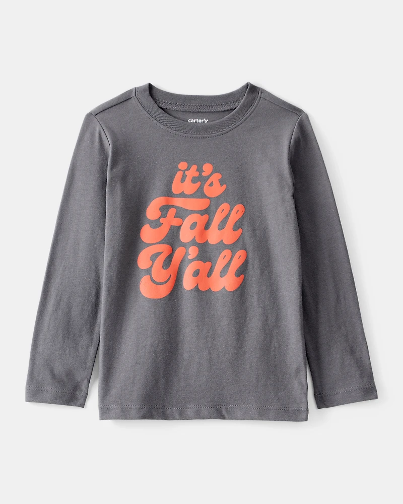 Toddler Boy Its Fall Yall Long-Sleeve Graphic Tee - Grey