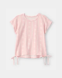 Girls Palm Tree Crinkle Top - Pink