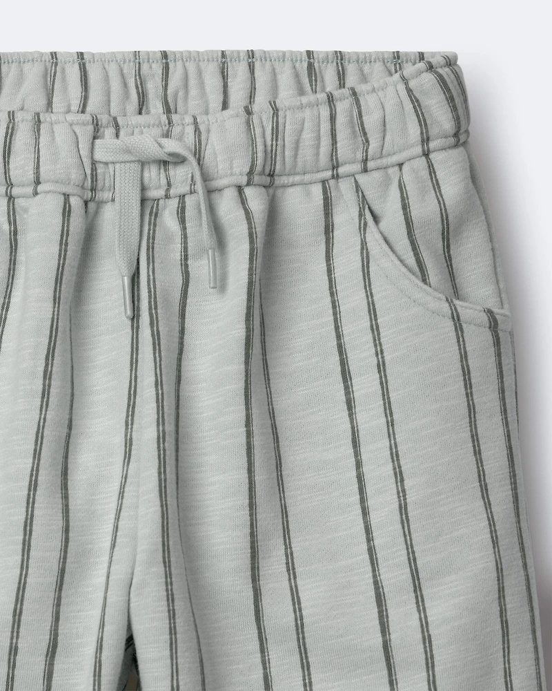 Toddler Striped French Terry Pocket Pants - Sage