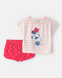 Toddler Girl 2-Piece Disney© Minnie Mouse Short-Sleeve Pyjama Set - Red/White