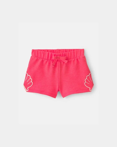 Baby Girl Shell French Terry Shorts - Orange