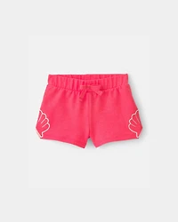Baby Girl Shell French Terry Shorts - Orange
