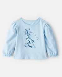 Baby Girl Metallic Princess Wand Long-Sleeve Graphic Tee - Blue