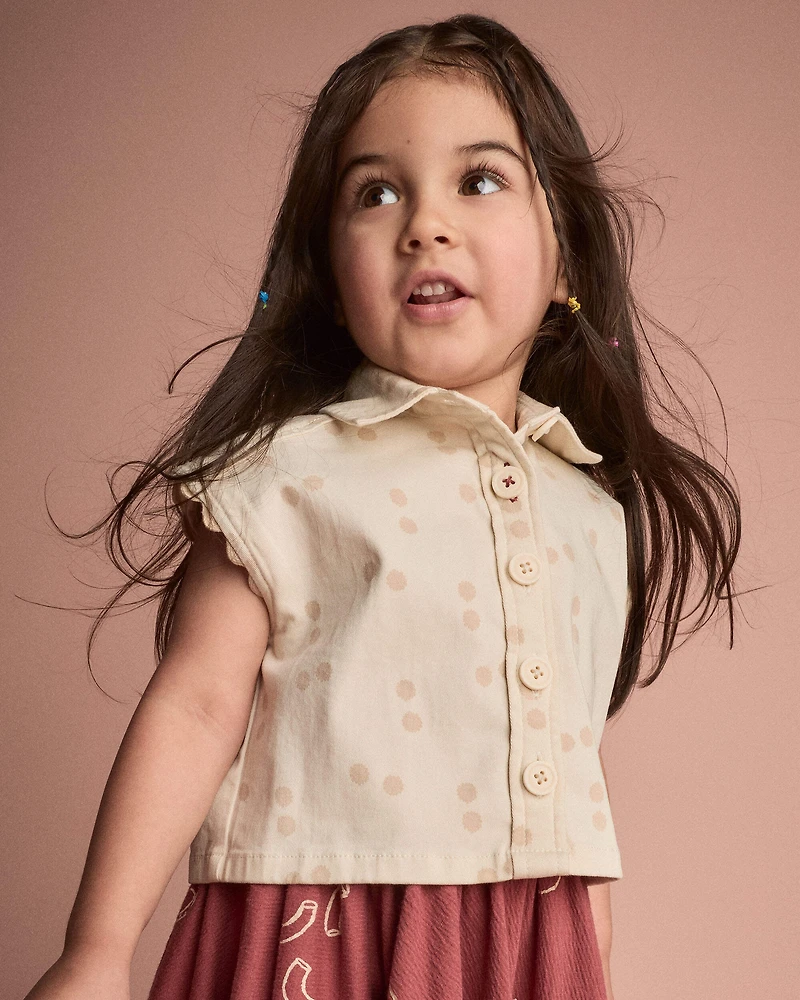 Toddler Girl Sleeveless Button-Down Top Dot Print
