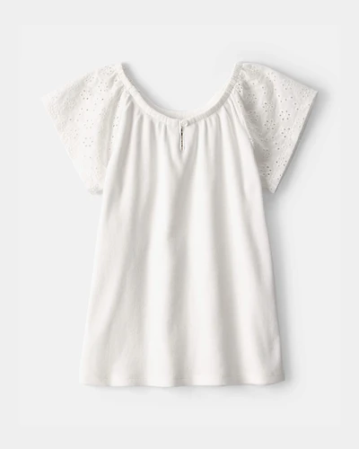 Girls Eyelet Top - White