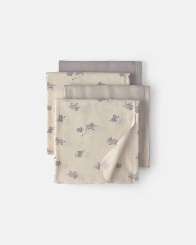 Baby 4-Pack Elephant Receiving Blankets - Grey/Ivory