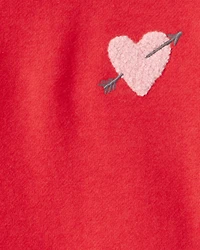 Toddler Girl Heart Fleece Long-Sleeve Dress - Red