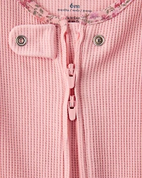 Baby Girl Cotton Long-Sleeve  2-Way Zip Sleeper - Pink