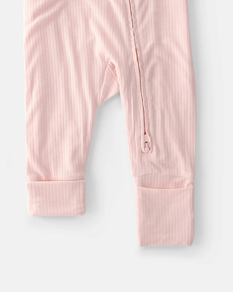 Baby Girl 2-Way Zip PurelySoft Sleeper - Light Pink