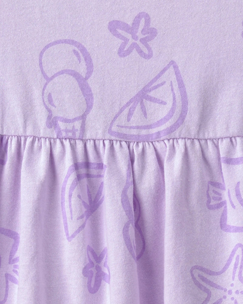 Baby Girl Sea Animal Sleeveless Dress - Purple