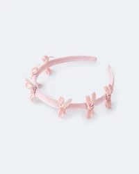 Toddler Girl Velvety Bow Headband - Light Pink