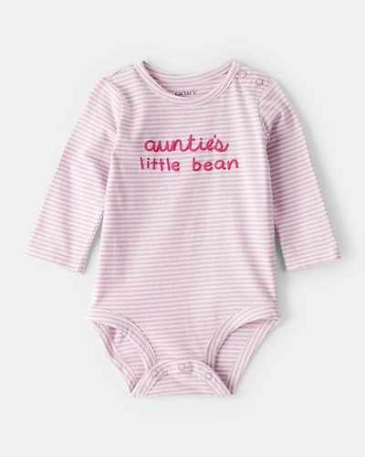 Baby Girl Little Bean Long-Sleeve Graphic Bodysuit - Pink