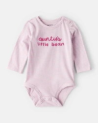 Baby Girl Little Bean Long-Sleeve Graphic Bodysuit - Pink