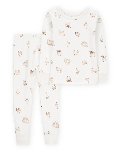Toddler Farm Animals Print PurelySoft 2-Piece Pyjamas - Ivory