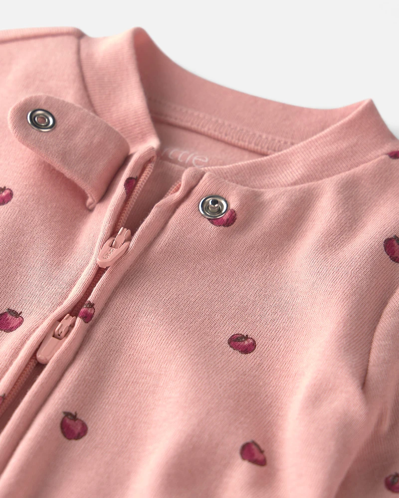 Baby Girl Organic Cotton Sleepers Apples