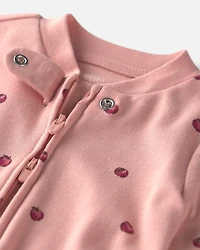 Baby Girl Organic Cotton Sleepers Apples