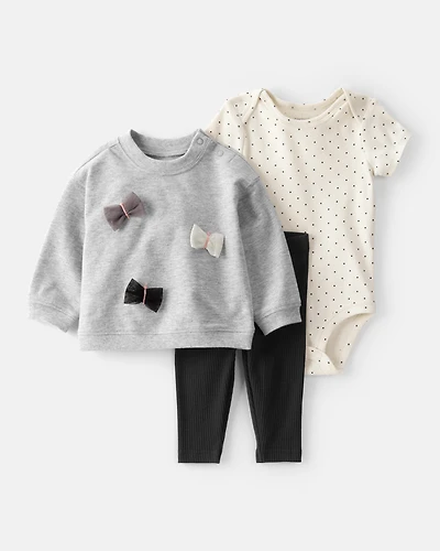 Baby 3-Piece Bows Little Cardigan Set