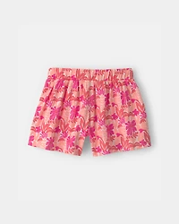 Girls Tropical Floral Gauze Shorts - Pink