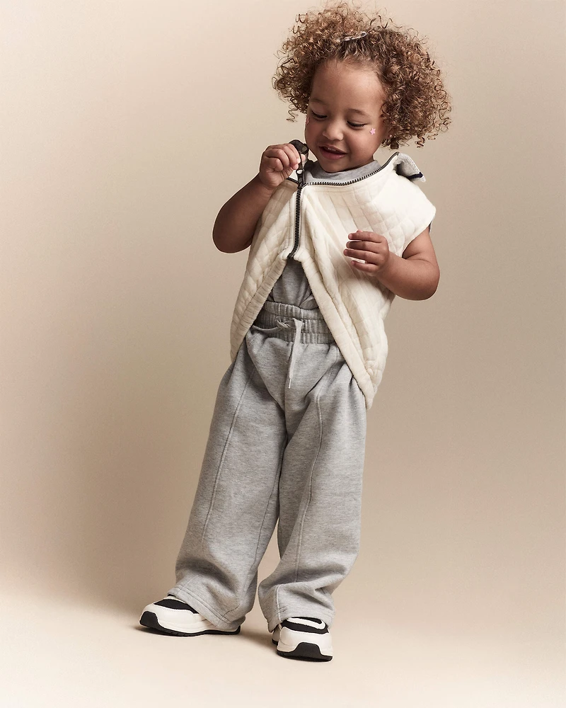 Toddler Girl Linda Wide Leg Pant - Heather Grey