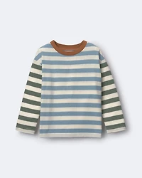 Toddler Long-Sleeve Relaxed Tee Stripes - Blue/Olive