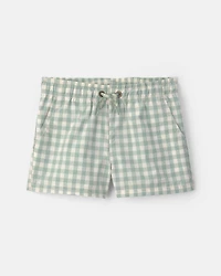 Baby Boy Gingham Poplin Shorts - Green