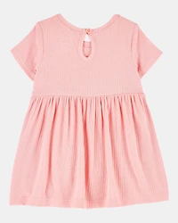 Baby Girl Solid Bodysuit Dress - Pink
