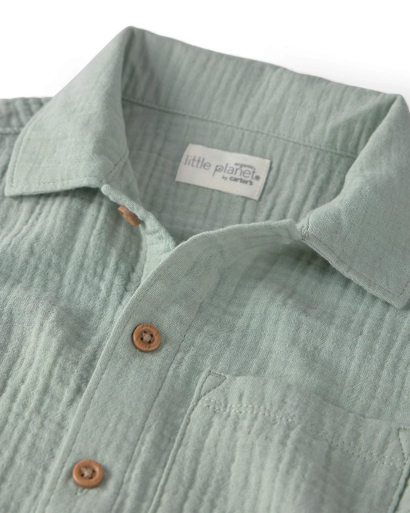 Toddler Boy 2-Piece Organic Cotton Gauze Set Green