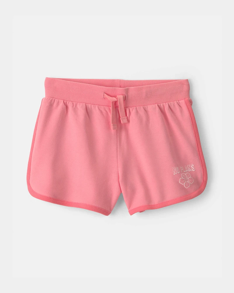 Girls 'No Plans' French Terry Shorts - Pink