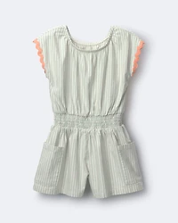 Toddler Girl Swing Romper with Pockets Stripes- Light Blue
