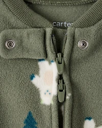 Baby Boy Yeti Fleece Loose Fit 2-Way Zip Sleeper - Green